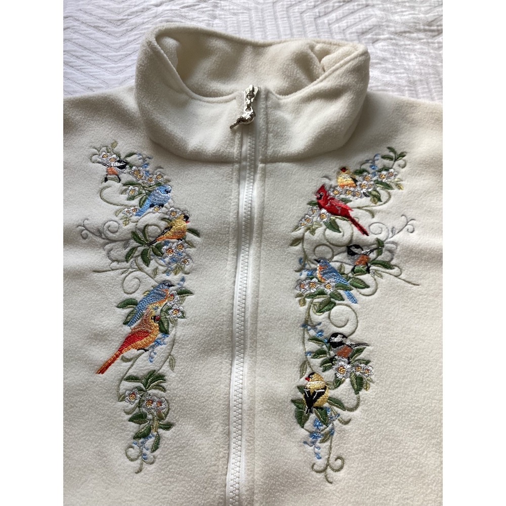 The Bradford‎ Exchange Womens L Fleece Jacket Embroidered Bird Cardinal L